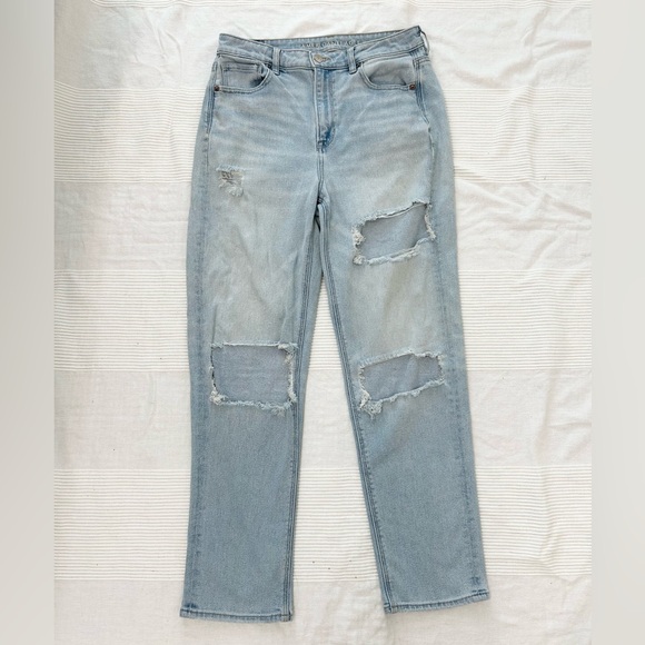 AE Stretch Ripped Mom Straight Jean - Picture 9 of 15